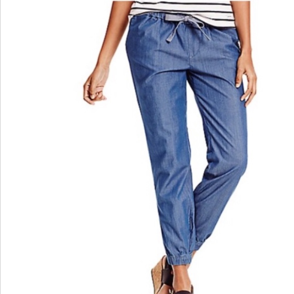 Tommy Hilfiger tie waist chambray crop joggers, XS
